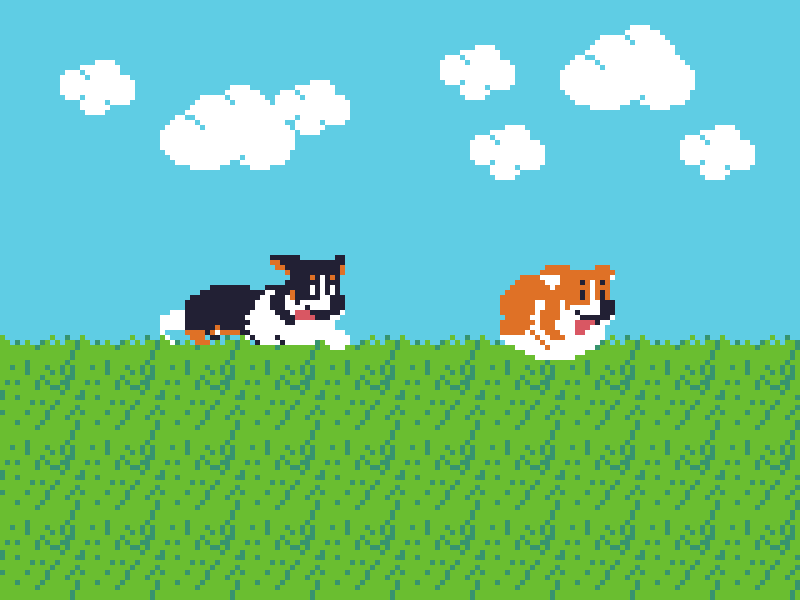 Running Corgis animation corgi dog dot picture pixel pixel art pixelart run run cycle runcycle running