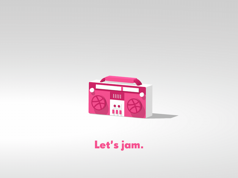 Hello Dribbble. 3d beat boom bounce box c4d debut gif motion music radio stereo