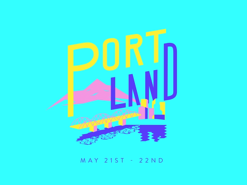 🌲P O R T L A N D 🌲 2d adobe animation design illustration motion portland postcard roadtrip typography westcoast