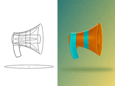 Megaphone drawing icon illustration logo megaphone process shapes simplicity vector