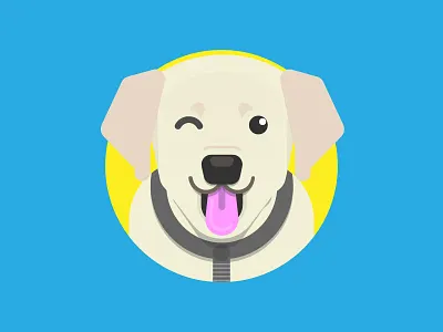Sam animal character dog labrador puppy smile tongue wink