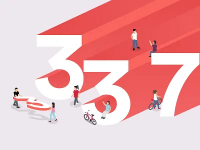 #337 The Magic Number 337 design flat isometric number shot win