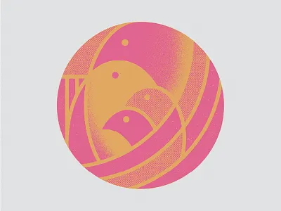 Family birds halftone screenprint