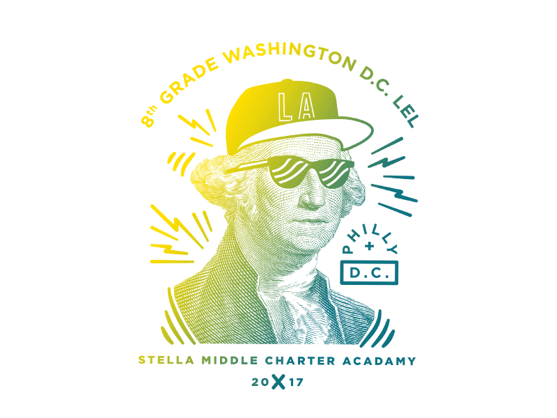 Washington Dc Trip blue d.c. george washington gradient green school t shirt graphic trip washington yellow