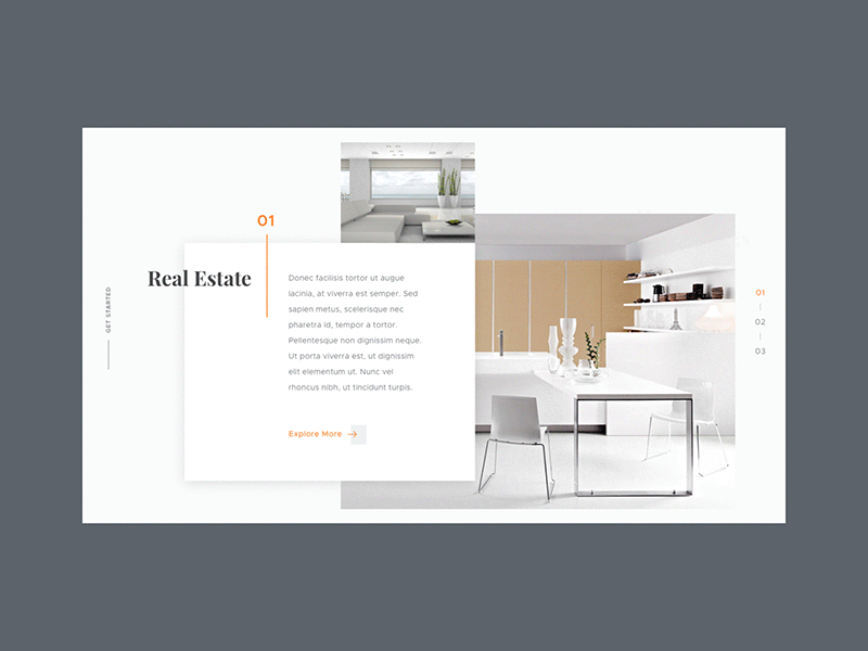 Interior design web concept container design scroll transition ui animation web