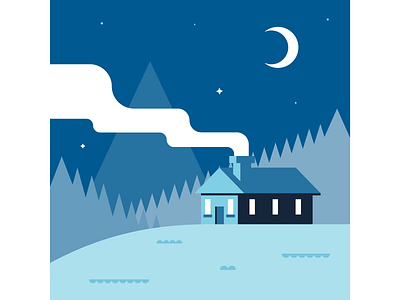 Cabin cabin illustration mountains nature smoke trees vector