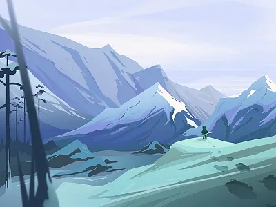 Mountains Are Calling background character design environment mountains nature painting photoshop snow
