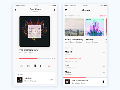 Music Player app ios music music player player playlist songs ui ux