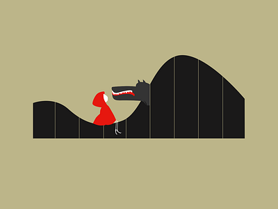 Little Red Riding Hood has a conversation with the wolf character debut design illustration minimal minimalist