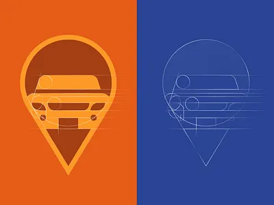 Car Pin lines car geotag negaticespace pin