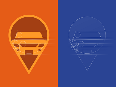 Car Pin lines car geotag negaticespace pin