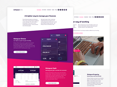 Octopus Labs Website finance fintech homepage labs landing page pink purple white