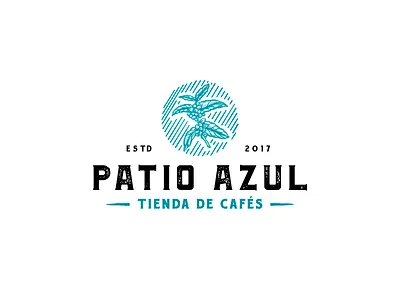 Patio Azul Coffee artisan blue cafe coffee coffee logo coffee plant coffee shop hand drawn rustic vintage