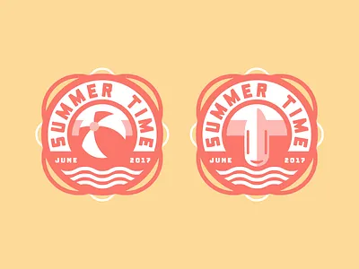 Summer time #1 badge beach design icon identity illustration logo red summer typography sticker vector