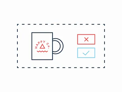 "Approval" button illustration line mug ui vector