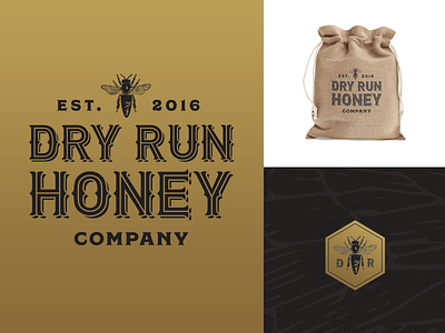 Dry Run Honey Company bee branding buzz crest honey identity logo mark packaging type typography