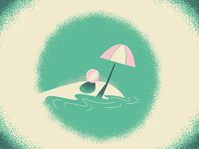 Chillin' Beach 50s beach bold cartoon illustration retro sea stipple summer sun umbrella vintage
