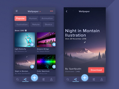 Sharing Wallpaper App app clean flat graphic design ilustlaror mobile