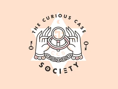 The Curious Case Society badge chain eye hands mystery society spooky