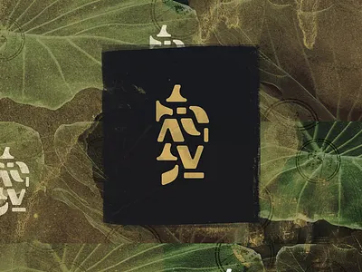 Monograme abstract experimental gold identity logotype