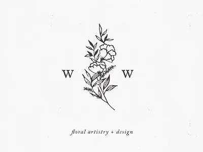 Waiting On Wildflowers Sub-Logo botanical floral hand drawn illustration logo minimal minimalism