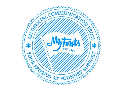 MyFonts Foundry Support Logo badge cute fonts logo myfonts seal stamp