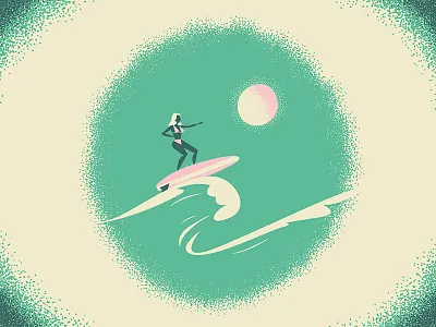 Hang Ten or whatever I dunno... 50s bold cartoon illustration retro sea summer sun surf surfing vintage waves