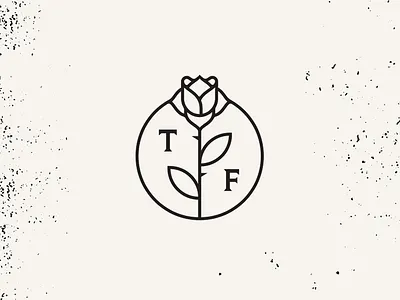 TF Logo circle graphic icon logo one colour plant rose symbol texture type