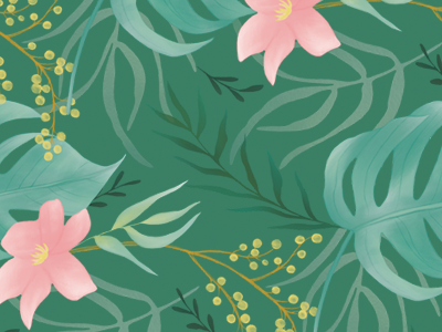 Botanical Tropical Pattern botanical digital floral flowers foliage green illustration leaves pattern pink tropical watercolor