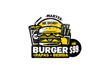 Mr. Brown Promo. badge burger design food icon illustration mexico mr brown restaurant