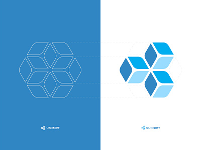 Nanosoft symbol blue flower of life logo logotype nano nanosoft soft software symbol tech company technology