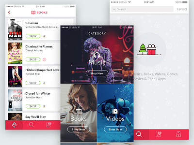 Christmas Gift App - iOS books category christmas clean gift listing minimal search tab bar ui ux