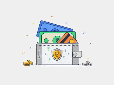 Cashless - Line & Flat Illustration cashless currency demonetization designinspiration designmilk finance flatillustration illustration lineicons payment vector