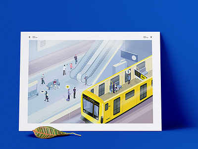 Underground 2d blue german illustration illustrator isometric morning photoshop train underground urban vector