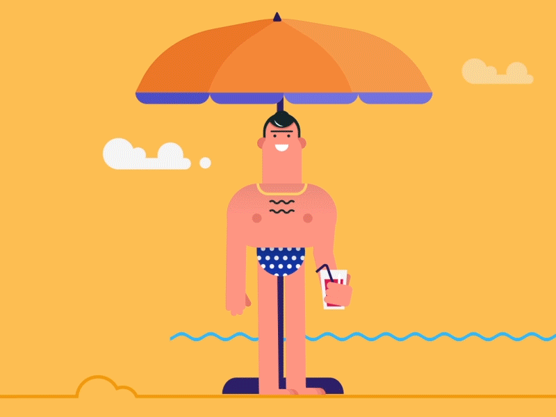 It feels like summer animated ad animation beach commercial drink explainer man summer umbrella