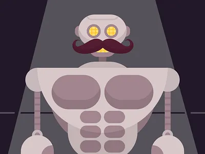 The Strongman 2d character circus illustration robot strongman vector