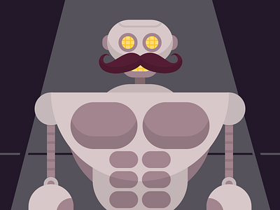 The Strongman 2d character circus illustration robot strongman vector