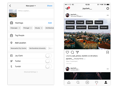 Instagram Hashtags concept hashtags instagram product design redesign ui ux