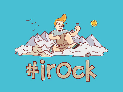 IRock Threadless t-shirt concept bubbles clouds handsome mountains nature rock running selfie shoes social media sun sunny