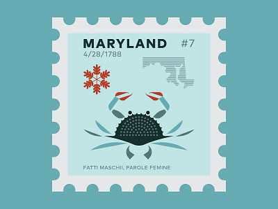 Maryland stamp clean crab icon illustration leaf logo maryland modern nature postage stamp symbol