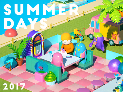 Summer Days 3d c4d cg character cinema4d isometric miniature octane toy