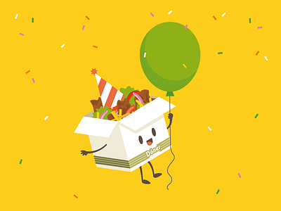 Anniversary Fast-Food Mascot anniversary box confetti fast food food illustration mascot