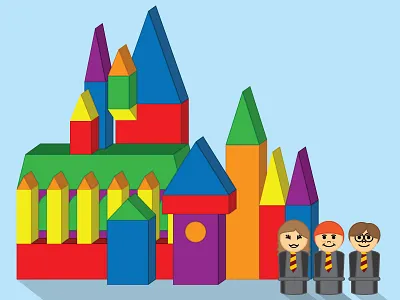 Hogwarts Blocks harry potter hogwarts illustration kids