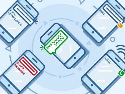 Callr Illustrations alert blog blue content marketing design graphic design illustration mail mobile notification phone