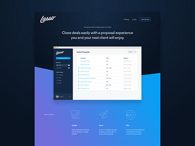 Lasso Home app column curve focus lab gradient grid home page icons landing marketing ui ux