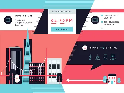 Hyperloop city illustration infographic san francisco transportation travel