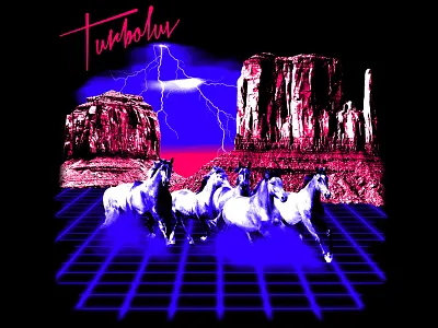 Storm Riders 80s apparel design graphic grid horses lightning outrun retro storm synthwave t shirt