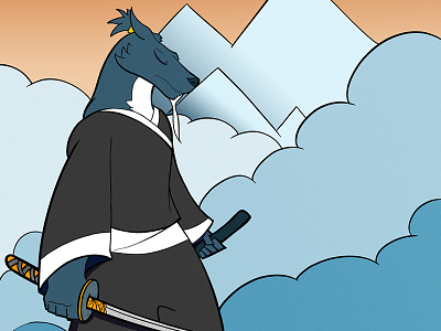 Samurai Wolf character illustration samurai wolf