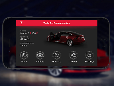 Mobile Performance Dashboard automotive car car ui concept dashboard display interface ivi tesla ui vehicle