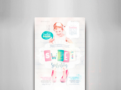 Sweet Sensation Flyer Template baby birthday card cute event fest festival invitation kids promo shopping vertical